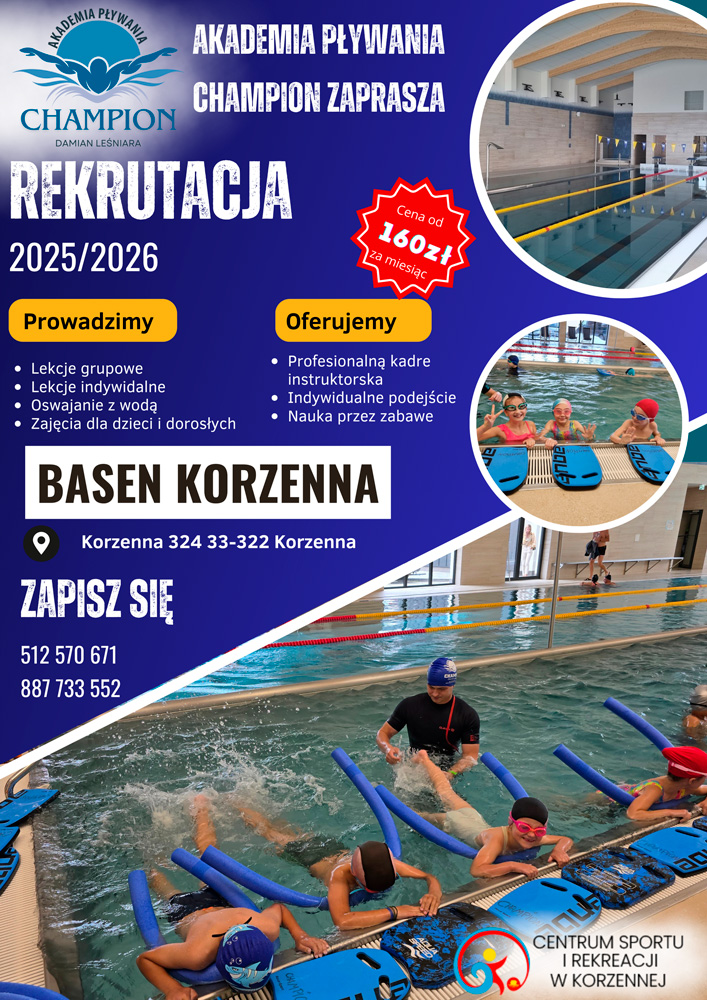 nauka pływania Korzenna, szkoła pływania Korzenna